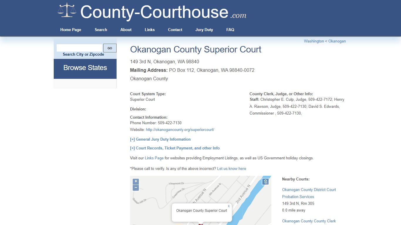 Okanogan County Superior Court in Okanogan, WA - Court Information