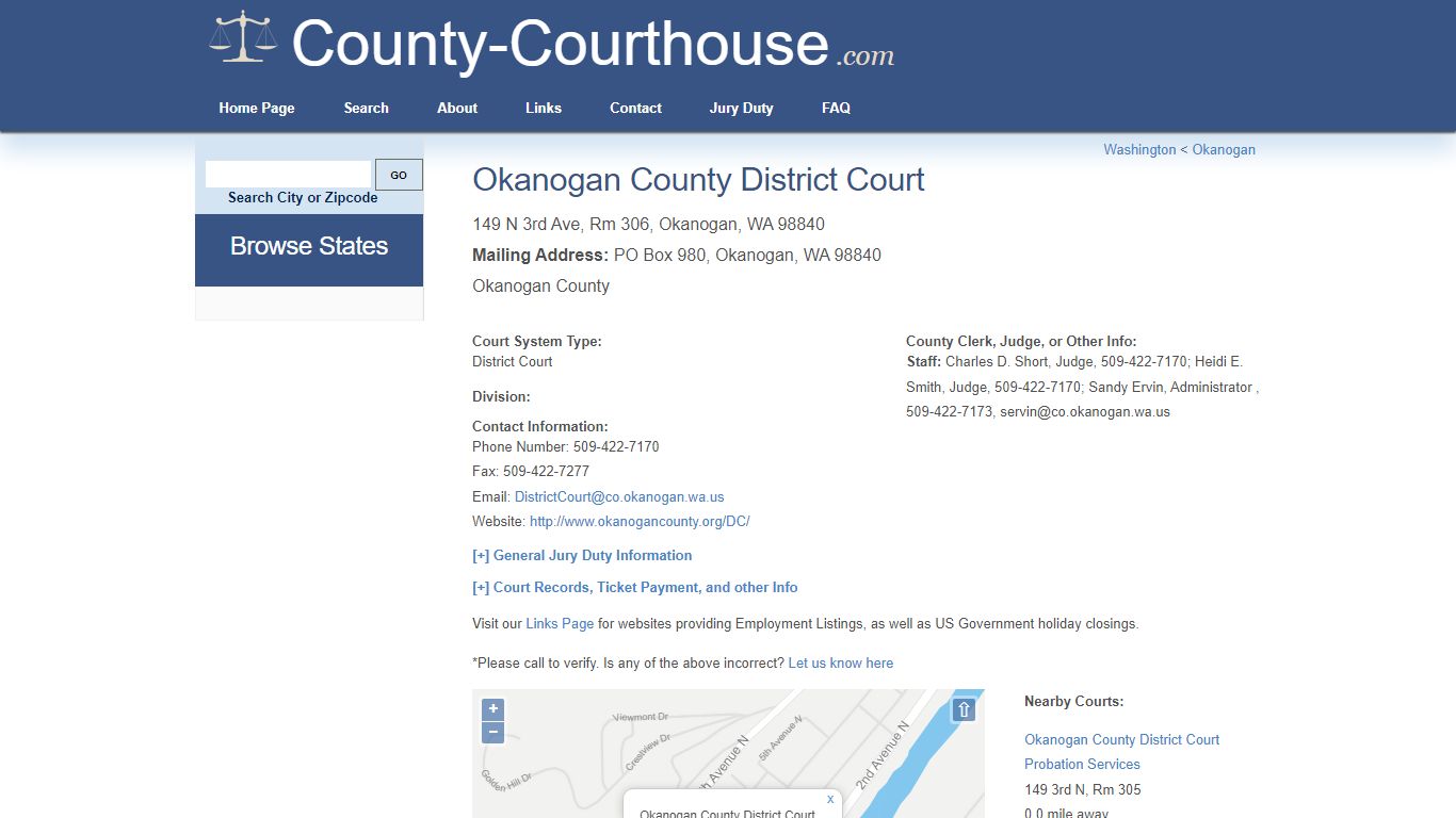 Okanogan County District Court in Okanogan, WA - Court Information