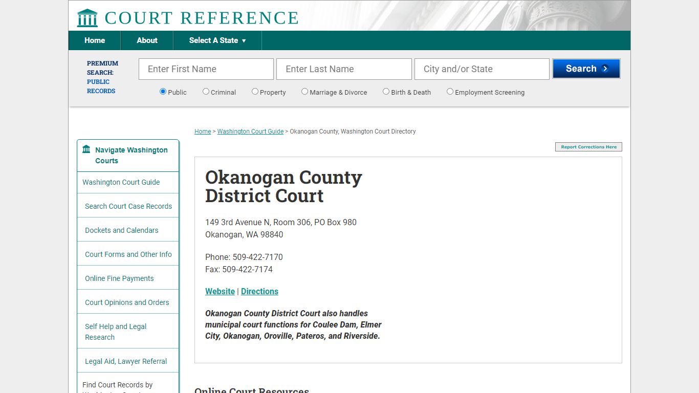 Okanogan County District Court - Courtreference.com