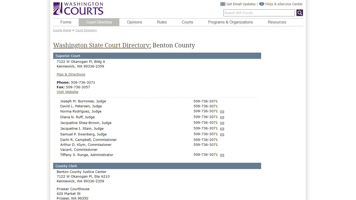 Washington State Courts - Court Directory